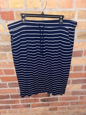 St. John's Bay Navy and White Striped Midi Skirt
